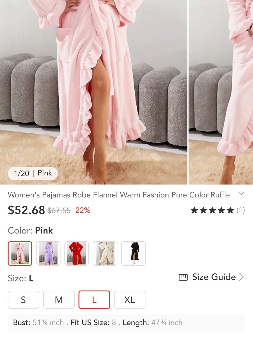 Pink Plush Ruffle Robe💓 - Picture 2 of 3